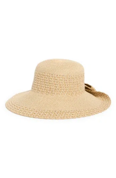 Nine West Bow Flip Up Floppy Straw Sunhat