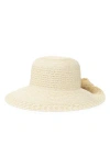 Nine West Bow Flip Up Floppy Straw Sunhat In Neutral