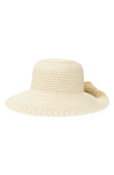 Nine West Bow Flip Up Floppy Straw Sunhat In Neutral
