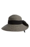 Nine West Bow Floppy Hat In Black Combo