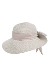 Nine West Bow Floppy Hat In Grey Combo