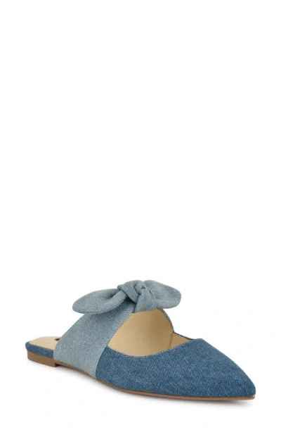 Nine West Bowin Pointed Toe Flat In Medium Blue 420