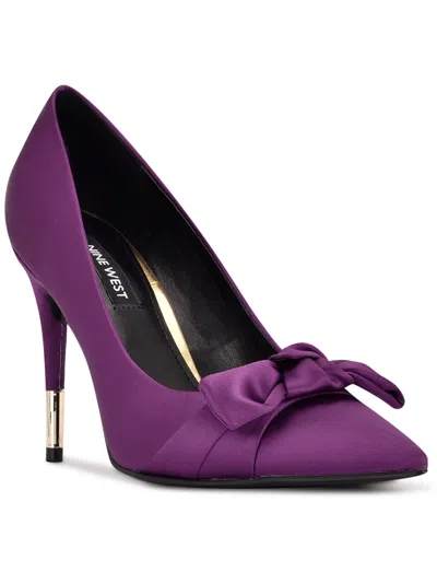 Nine West Bowy Womens Satin Bow Pumps In Purple