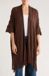 Nine West Braided Raschel Knit Ruana In Brown