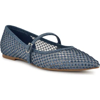 Nine West Bray Pointed Toe Flat In Medium Blue 420