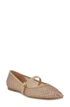Nine West Bren Rhinestone Mary Jane Mesh Flat In Light Natural