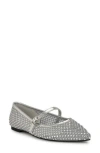 Nine West Bren Rhinestone Mary Jane Mesh Flat In Silver