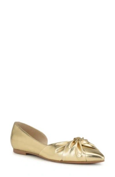Nine West Briane Half D'orsay Pointed Toe Flat In Gold