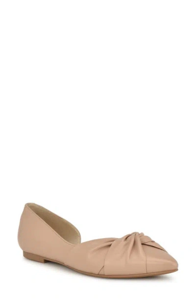 Nine West Briane Half D'orsay Pointed Toe Flat In Light Natural