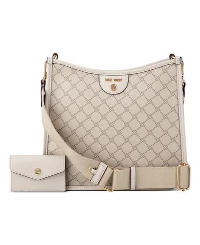 Nine West Brice Crossbody Bag In Mushroom Logo Milk