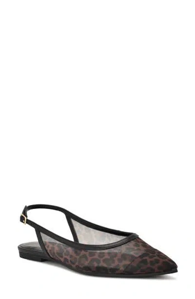 Nine West Brin Mesh Slingback Flat In Animal Print
