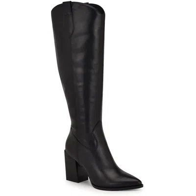 Nine West Bromwel Womens Tall Leather Knee-high Boots In Black