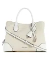 Nine West Brooklyn 3 Compartment Satchel Hand Bag In Cream Logo