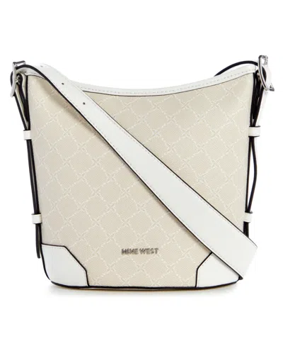 Nine West Brooklyn Crossbody Bucket Bag In Cream Logo