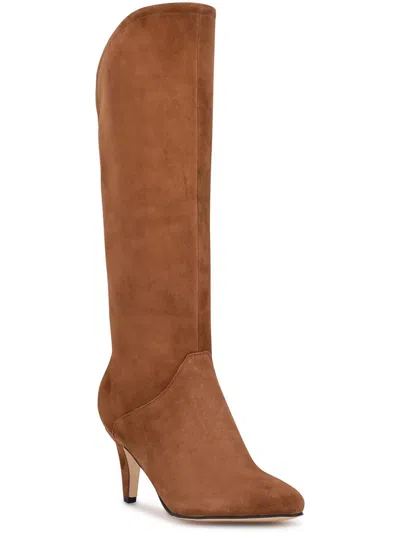 Nine West Buyah Womens Suede Pull On Mid-calf Boots In Brown