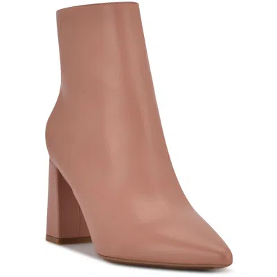 Nine West Cacey 9x9 Womens Leather Pointed Toe Ankle Boots In Pink