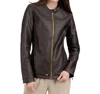 Nine West Café Faux-leather Racer Jacket In Brown In Brown