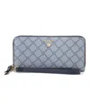 Nine West Caireann Zip Around Wallet In Chambray Logo Navy