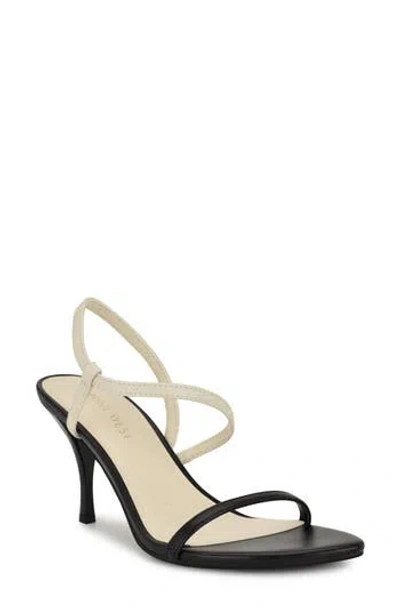 Nine West Cakely 3 Sandal In Black/chic Cream