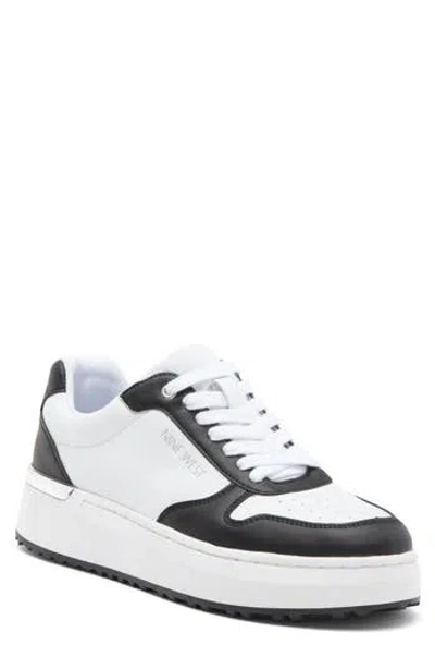 Nine West Calpha Platform Sneaker In White/black