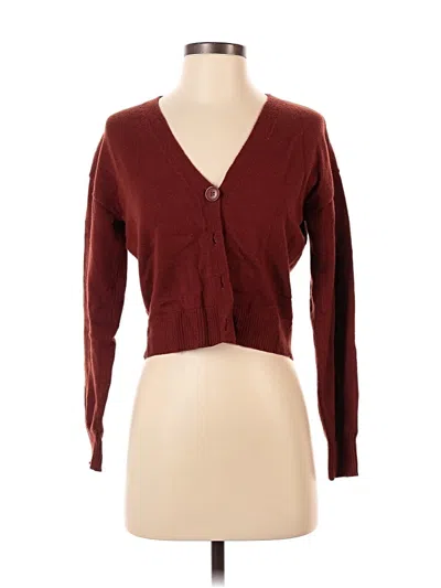 Pre-owned Nine West Cardigan Sweater In Burgundy