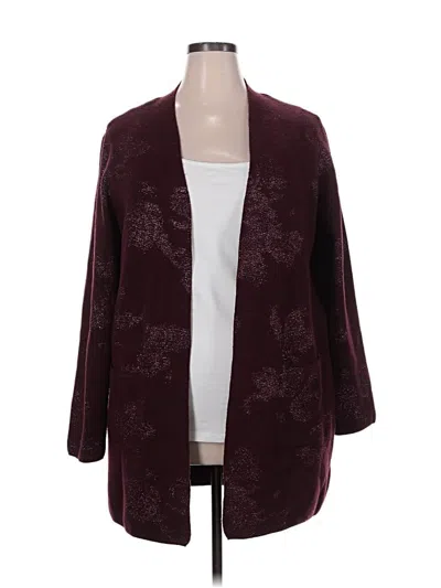 Pre-owned Nine West Cardigan Sweater In Burgundy