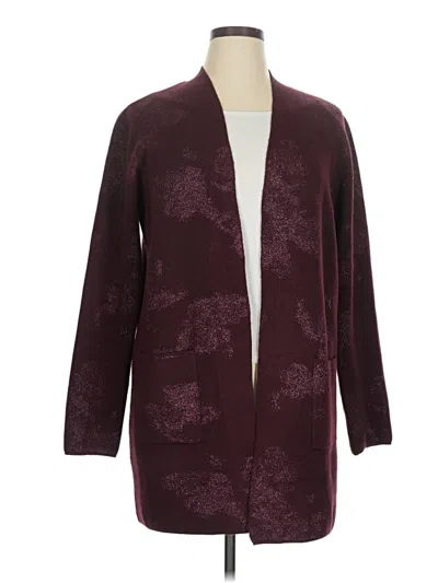 Pre-owned Nine West Cardigan Sweater In Burgundy