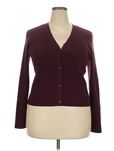Pre-owned Nine West Cardigan Sweater In Burgundy