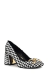 Nine West Caven Square Toe Pump In Black/white