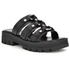Nine West Cazz 3 Womens Faux Leather Slip On Slide Sandals In Black