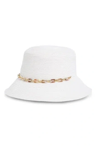 Nine West Chain Trim Hat In White