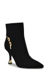 Nine West Wnchaine3 Womens Chain Manmade Ankle Boots In Black Suede/ Gold