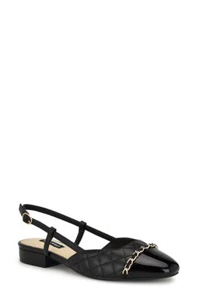 Nine West Charme Slingback Cap Toe Pump In Black