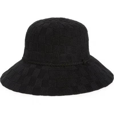 Nine West Checkerboard Wide Brim Cloche In Black