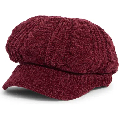 Nine West Chenille Slouchy Cable Knit Cap In Red