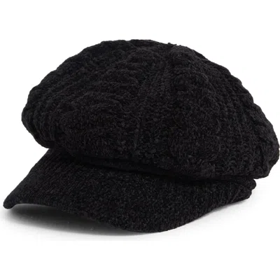 Nine West Chenille Slouchy Cable Knit Cap In Black