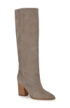 Nine West Chicke Womens Solid Suede Knee-high Boots In Taupe