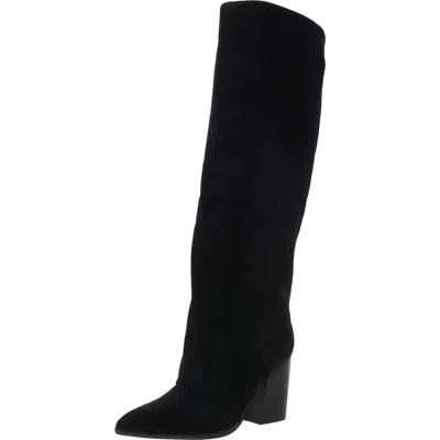 Nine West Chicke Womens Solid Suede Knee-high Boots In Black