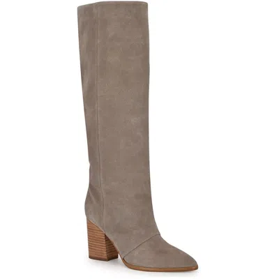 Nine West Chicke Womens Solid Suede Knee-high Boots In Taupe Suede