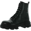 Nine West Clover 03 Womens Embossed Zipper Combat & Lace-up Boots In Black