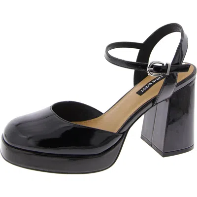 Nine West Colot 3 Womens Patent Adjustable Slingback Heels In Black