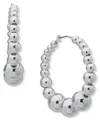 Nine West Copper Coated Beads Silver-tone Sphere Hoop Earrings In Gray