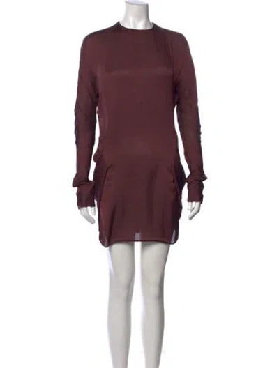 Pre-owned Nine West Crew Neck Mini Dress In Burgundy