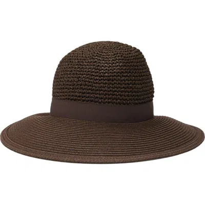 Nine West Crochet Stitch Floppy Hat In Brown