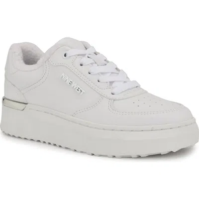 Nine West Cuddly Platform Sneaker In White