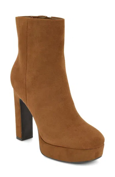 Nine West Danella Faux Leather Platform Bootie In Brown