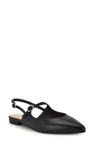 Nine West Daved Pointed Toe Slingback Flat In Black