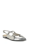 Nine West Daved Pointed Toe Slingback Flat In Silver