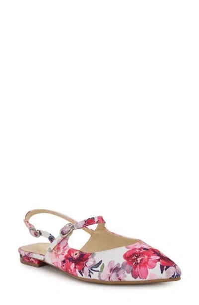 Nine West Daved Pointed Toe Slingback Flat In Pink Multi