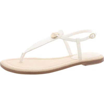 Nine West Dayna 3 Womens Embellished Faux Leather Slingback Sandals In White